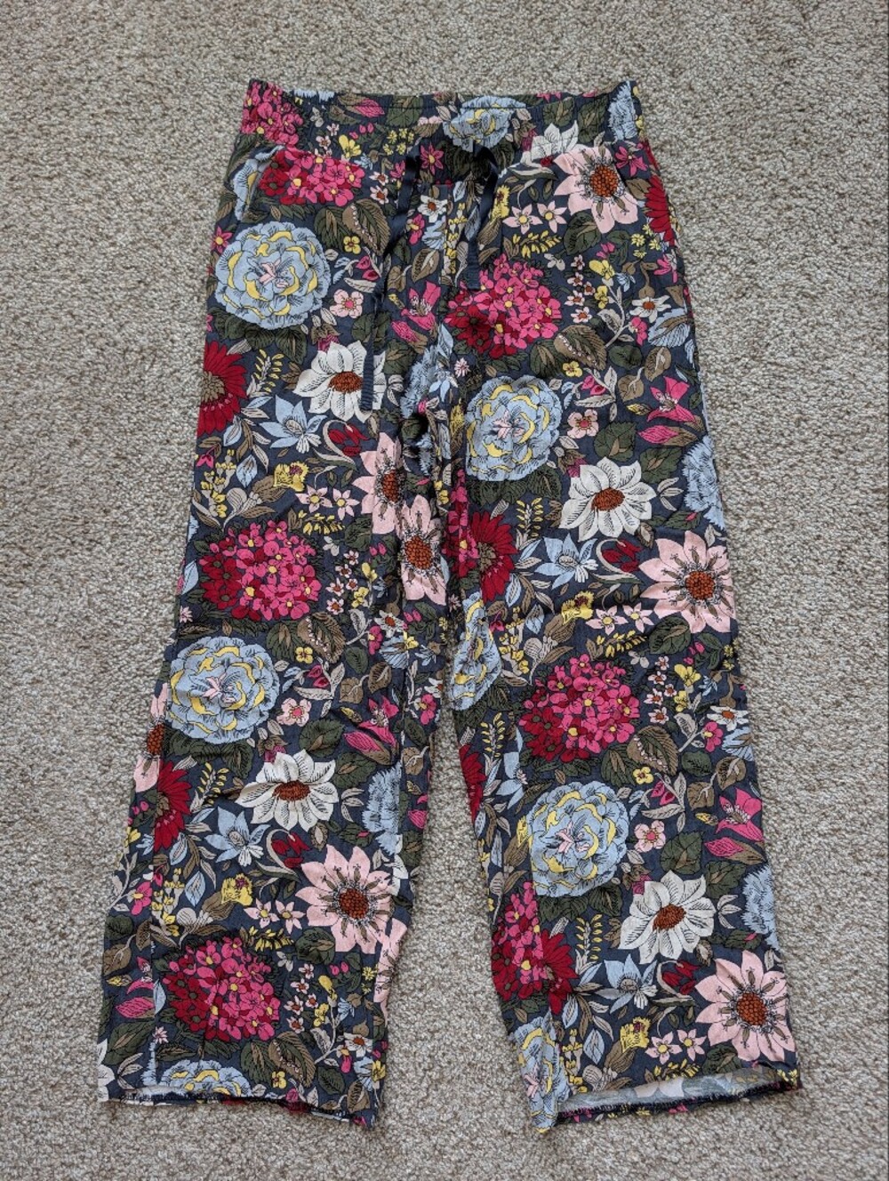 LOFT Petites Womens Multicolor Wide Leg Floral Boho Pull On Pants Size XXS